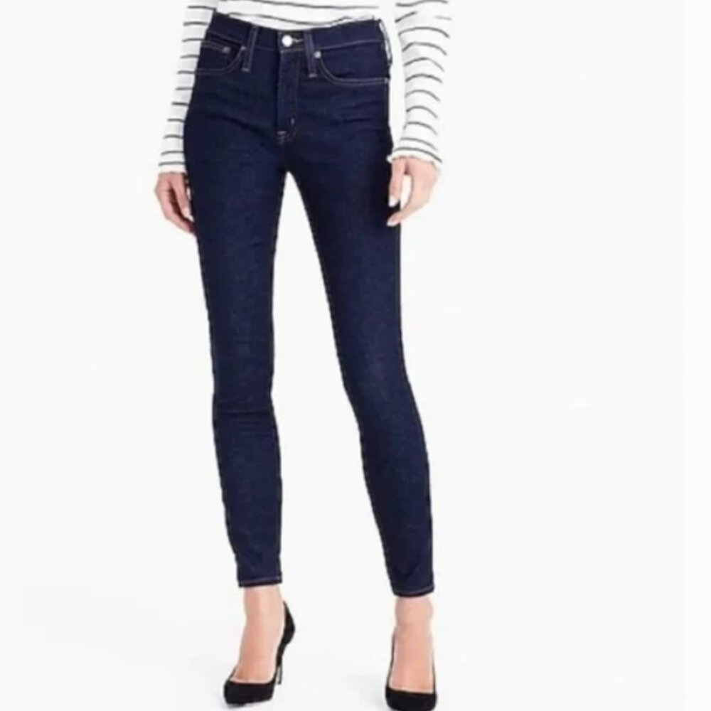 J. Crew 10" High-Rise Toothpick Skinny Denim Jeans in Dark Wash - NWT Size 25/0